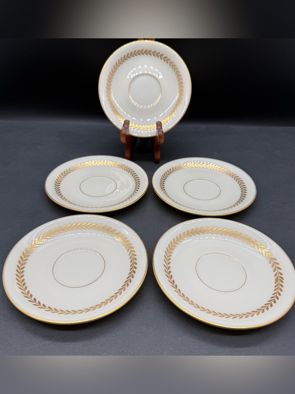 Lenox Imperial China Ivory Gold USA Saucer 5 3/4" Diameter --Set of 5–EUC
